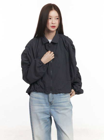 Shirred Crop Windbreaker Jacket CM511