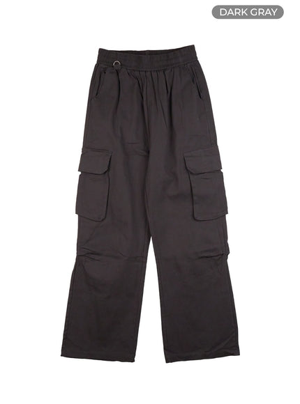 wide-fit-banded-cargo-pants-co417 / Dark gray