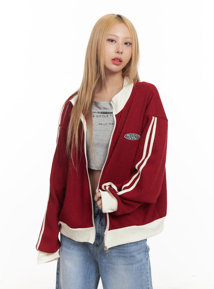 Embroidered Knit Zip-Up Track Jacket CM506