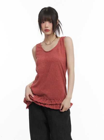 Layered Ruffle Trim Tank Top CF518