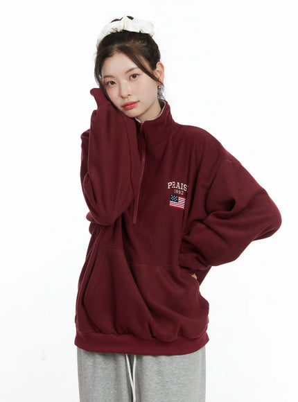 Oversized Quarter-Zip Fleece Pullover CN518