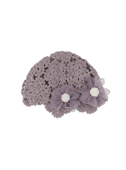 soft-knitted-flower-beanie-cy520 / Gray