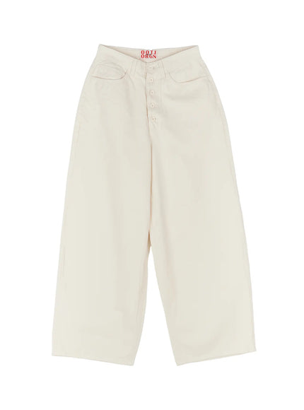 solid-wide-fit-cotton-pants-cu510 / Light beige