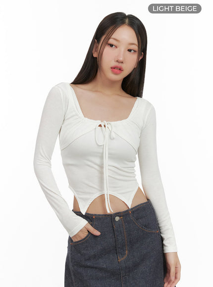 square-cutout-bolero-crop-top-cs405 / Light beige