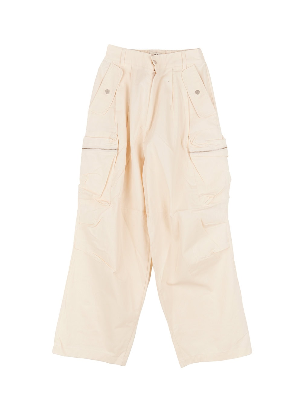 pintuck-cotton-cargo-baggy-pants-ca504 / Light beige