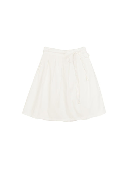 Ribbon Pleated Midi Skirt CM506