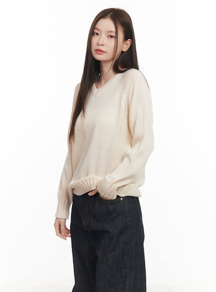 Basic Relaxed-Fit V-Neck Sweater CM512