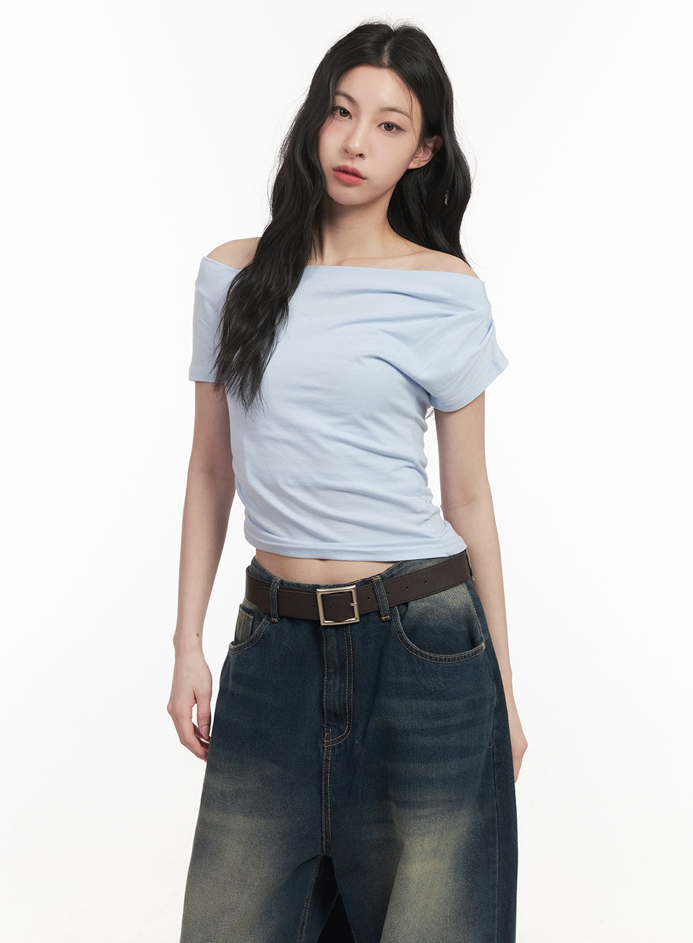 One-Shoulder Shirring Crop Top CF513