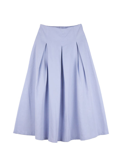 flared-pintuck-midi-skirt-cf503 / Light blue