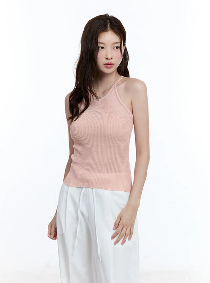 linen-halter-top-cu513 / Light pink