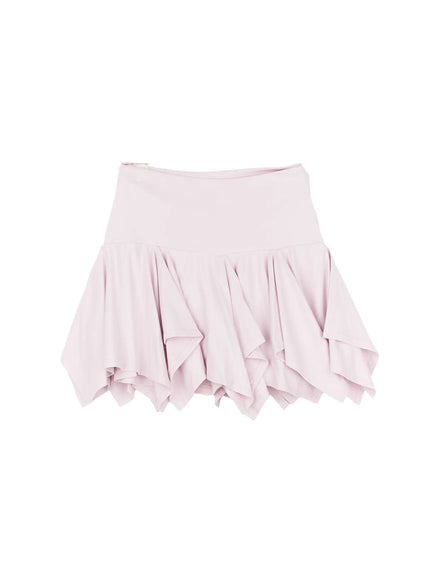 flared-ruffle-mini-skirt-cu520 / Pink