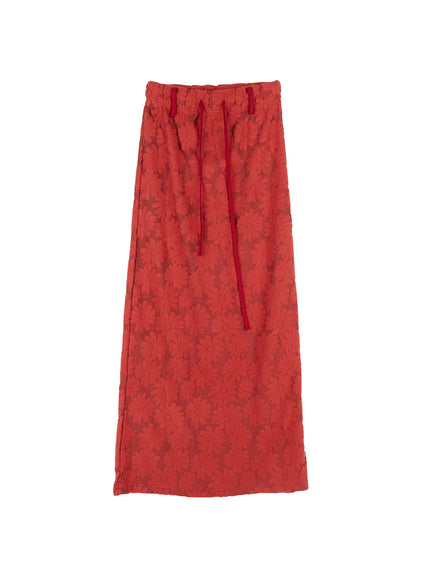 floral-maxi-skirt-cn528 / Red