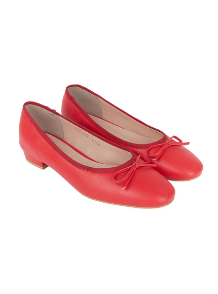 eco-leather-ballet-flats-with-bow-cg520 / Red
