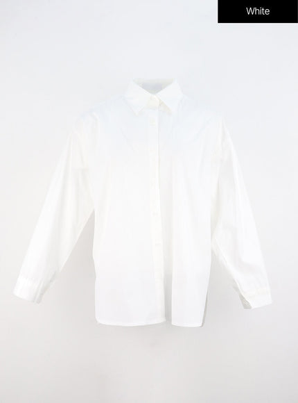 cotton-buttoned-loose-fit-shirt-oo323 / White