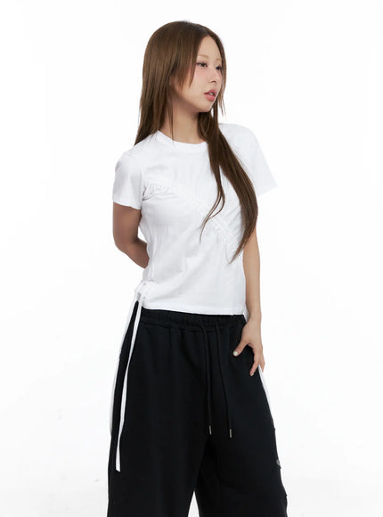 diagonal-drawstring-t-shirt-cl511 / White