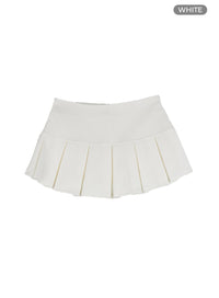 banded-pleated-cotton-mini-skirt-cu425 / White