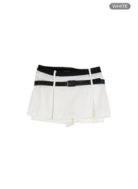 pleated-mini-skirt-with-belt-set-cu425 / White