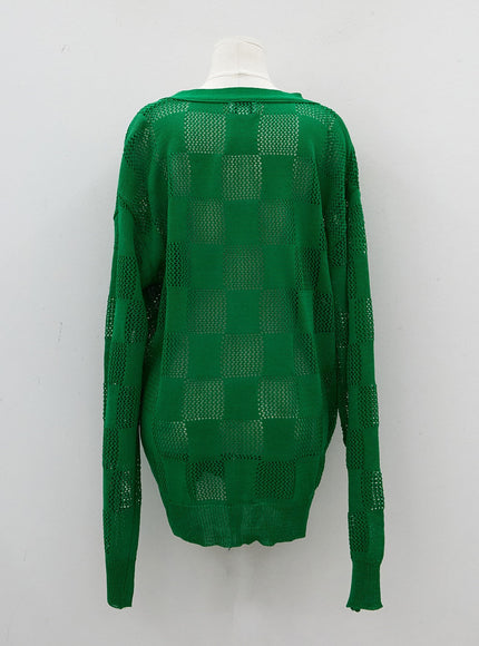 Checkered Oversized Cardigan CJ09