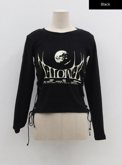 Lettering Print Side Cross Tie Top CO18