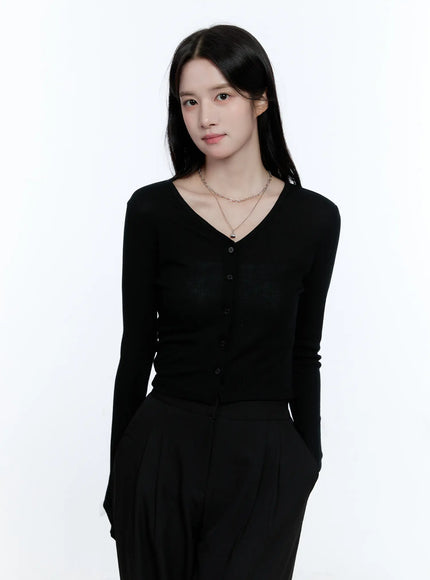 ribbed-v-neck-button-cardigan-cg514 / Back