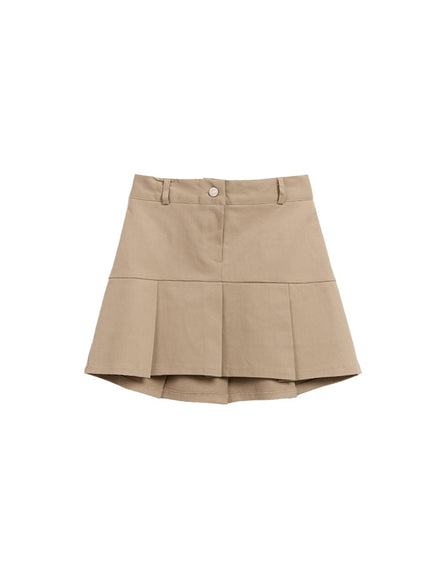 pleated-a-line-mini-skirt-cf507 / Beige