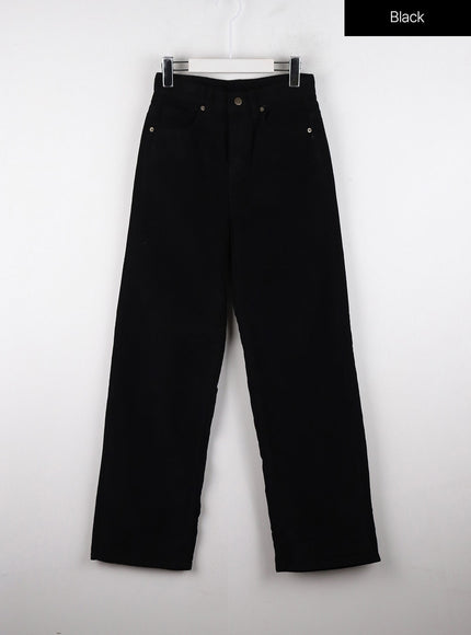 corduroy-mid-waist-solid-straight-pants-od320 / Black