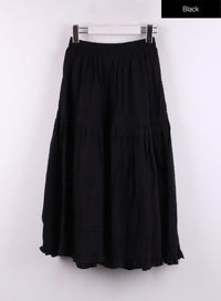 ruffle-tiered-maxi-skirt-cf406 / Black