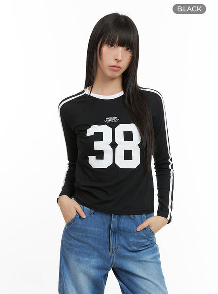 blokecore-cotton-lettering-raglan-crop-top-cg420 / Black