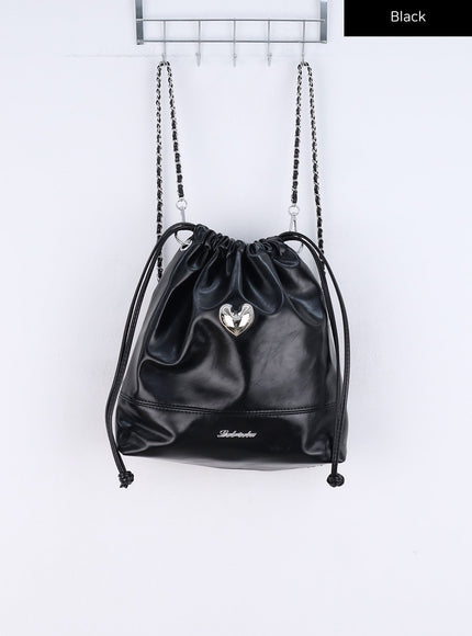 metallic-chain-backpack-cn324 / Black