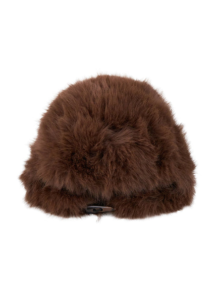 stylish-fur-ear-flap-bucket-hat-cn413 / Brown