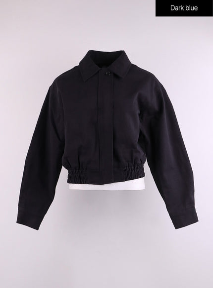 collar-zip-up-jacket-cj426 / Dark blue