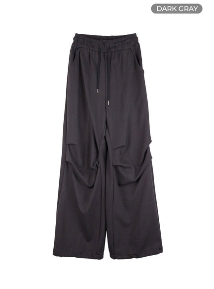 pintuck-string-wide-sweatpants-co404 / Dark gray