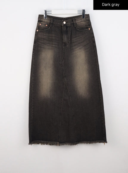 maxi-wide-denim-skirt-cs327 / Dark gray