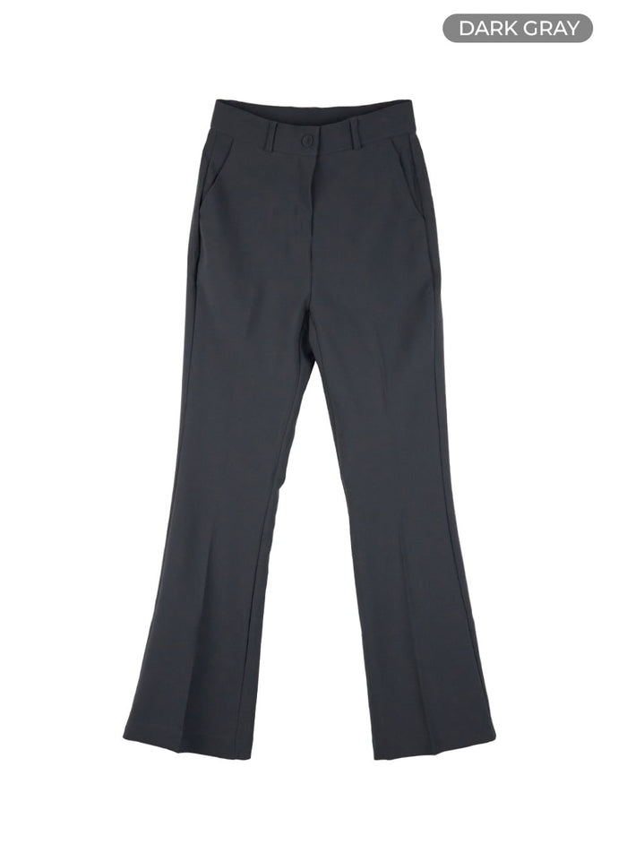 sleek-solid-flared-trousers-os423 / Dark gray