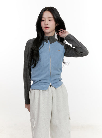 Two-Tone Slim-Fit Zip-Up CF527