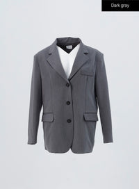 overfit-minimal-blazer-oo304 / Dark gray
