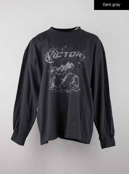 victory-graphic-lettering-oversized-tee-cd328 / Dark gray