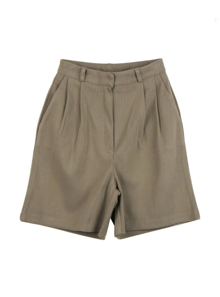 pintuck-solid-half-pants-od418 / Dark green