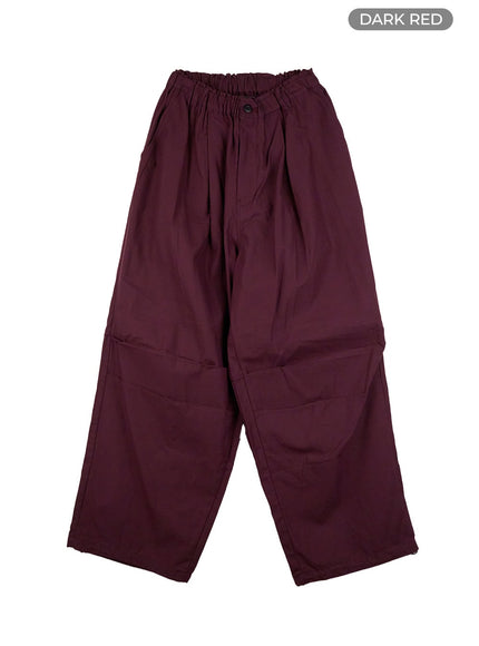 mens-solid-pintuck-wide-leg-trousers-co408 / Dark red