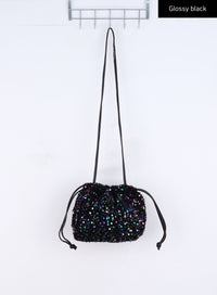 sparkly-two-way-tote-bag-cn324 / Glossy black