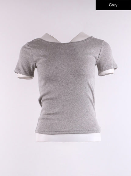 solid-round-neck-short-sleeve-tee-cf401 / Gray