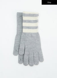 stripe-knit-gloves-in317 / Gray