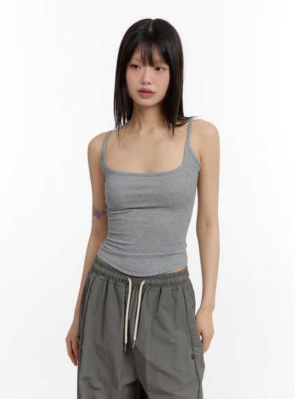 essential-square-neck-cami-crop-top-ca509 / Gray