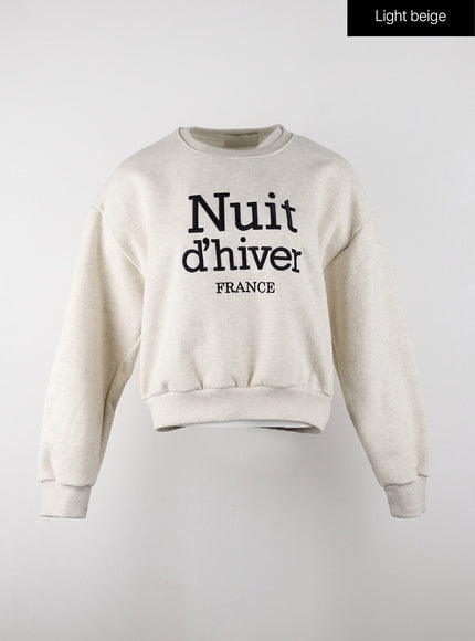 lettering-crew-neck-sweatshirt-od329 / Light beige