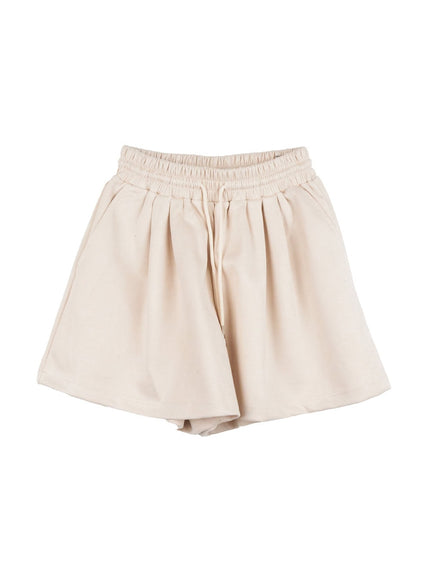 corduroy-high-waisted-shorts-on408 / Light beige