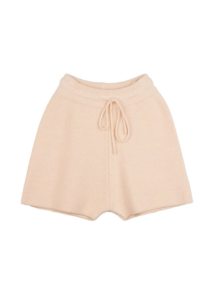 cozy-drawstring-knit-shorts-on422 / Light beige