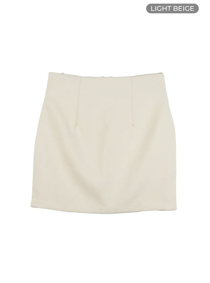 high-waist-basic-mini-skirt-ol423 / Light beige