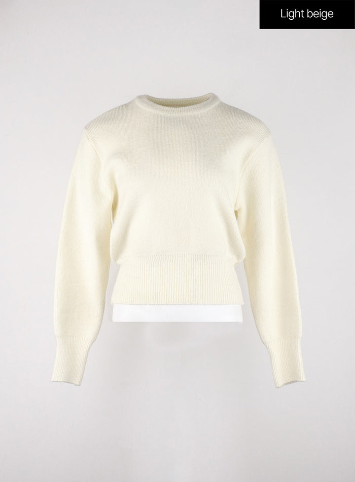 crew-neck-knit-sweater-od327 / Light beige