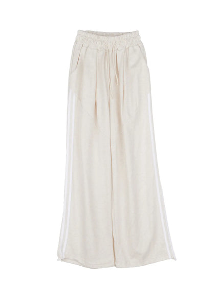 contrast-stripe-wide-pants-cs526 / Light beige