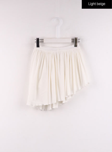 asymmetrical-frill-mini-skirt-cf405 / Light beige